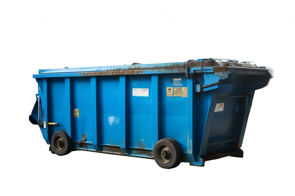 sizeable blue dumpster robust iron container built waste transportation